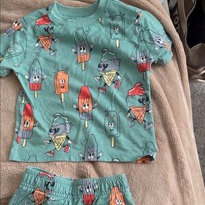 Ice Cream Print Kids Pajamas Set